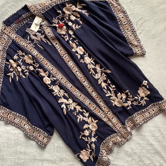 Johnny Was Jackets & Blazers - NWT Johnny Was Kayo Embroidered Cupra Rayon Boho Kimono Jacket Topper XS